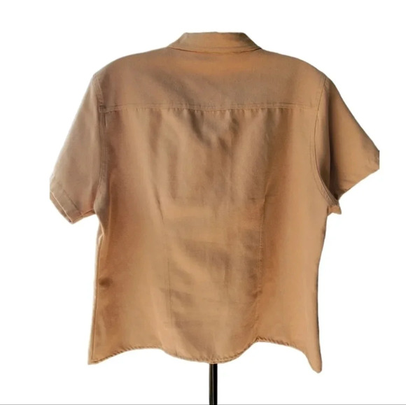 Kathie Lee Collection short Sleeve Mustard Button Down Vintage Large - Picture 3 of 10